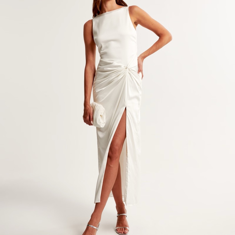 Abercrombie White Satin Wrap Dress